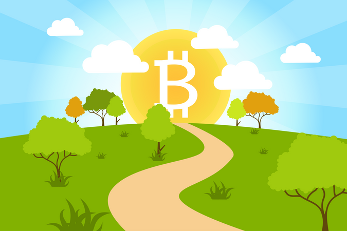 Mining Bitcoin Cryptocurrency  Illustration