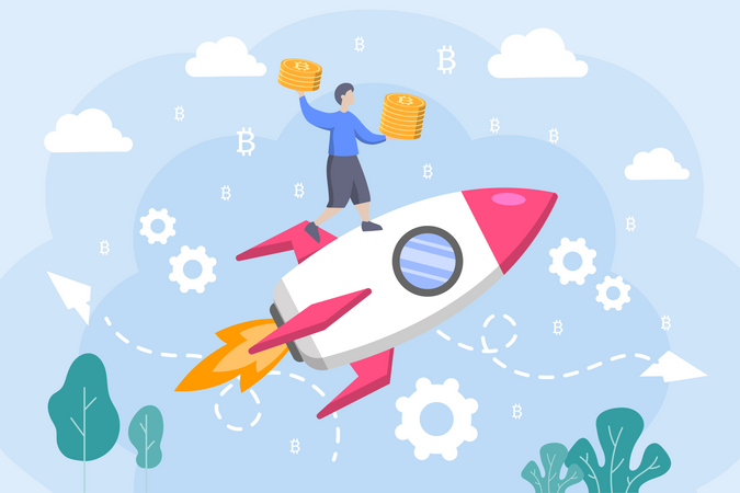 Mining Bitcoin Cryptocurrency  Illustration