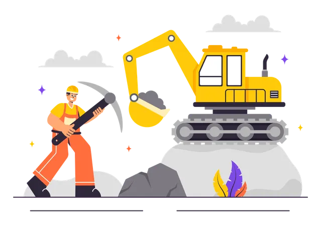 Mining Company worker working  Illustration