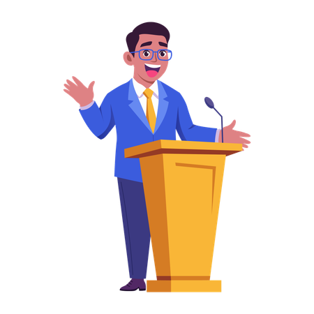 Minister giving Podium speech  Illustration