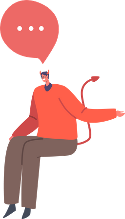 Mischievous Devil With Speech Bubble  Illustration