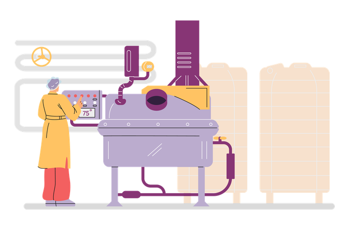 Mischtank-Automat mit Bedienpersonal  Illustration