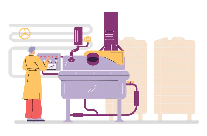 Mischtank-Automat mit Bedienpersonal  Illustration