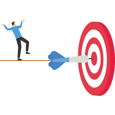 Failure Or Obstacle Missed Target Difficulty In Working Hard To Achieve Target Or Setting Too High Or Unrealistic Goal Concept Businessman Trying Hard To Push Dartboard Or Arrow Target Up Hill Illustration