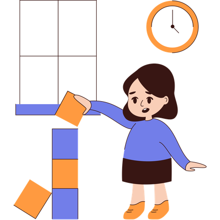 Mit Bauklötzen oder Lego bauen  Illustration