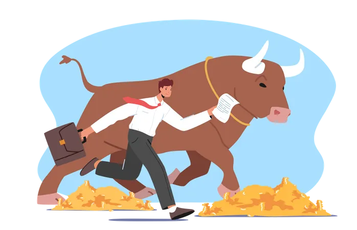 Mit dem Bullenlauf an der Börse mithalten  Illustration