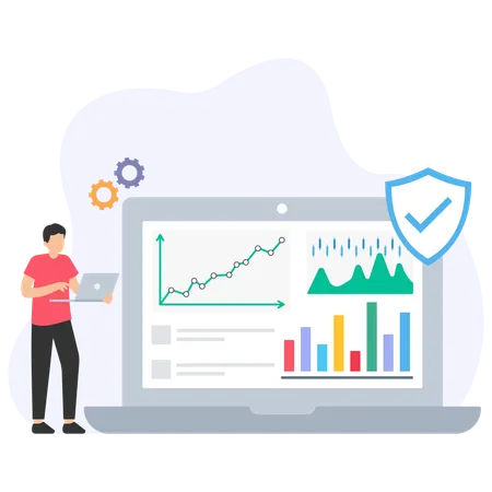 Mitarbeiter analysiert Cyber Shielding  Illustration