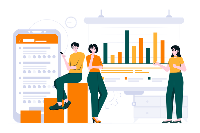 Mitarbeiter analysieren Daten  Illustration