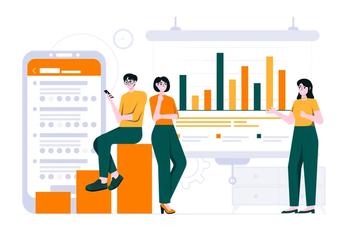 Mitarbeiter analysieren Daten  Illustration