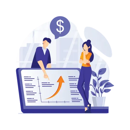 Mitarbeiter analysieren Daten  Illustration