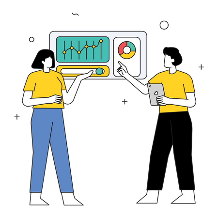 Mitarbeiter analysiert Daten  Illustration