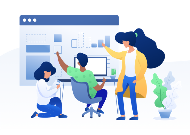 Mitarbeiter analysieren Marketingdaten  Illustration