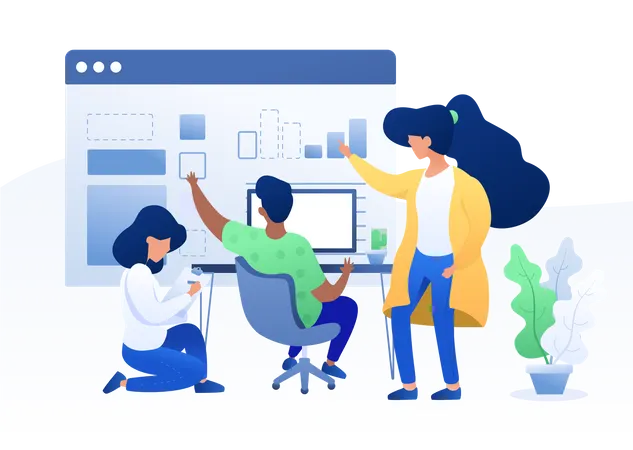 Mitarbeiter analysieren Marketingdaten  Illustration