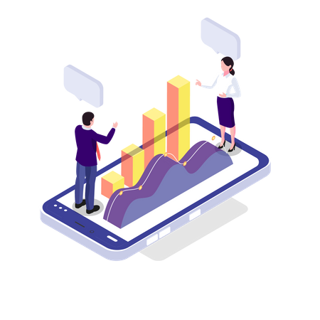 Mitarbeiter, die an der Datenanalyse arbeiten  Illustration