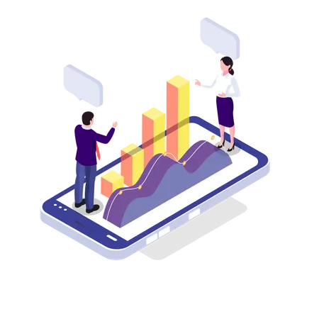 Mitarbeiter, die an der Datenanalyse arbeiten  Illustration