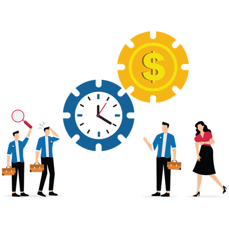 Mitarbeiter arbeiten an ihren Zeitmanagementfähigkeiten  Illustration