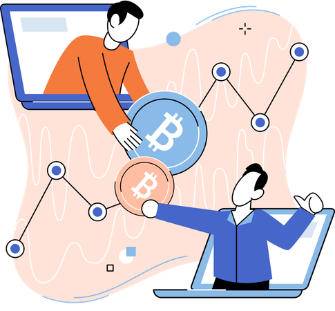 Mitarbeiter arbeiten an der Gewinndiagrammanalyse  Illustration