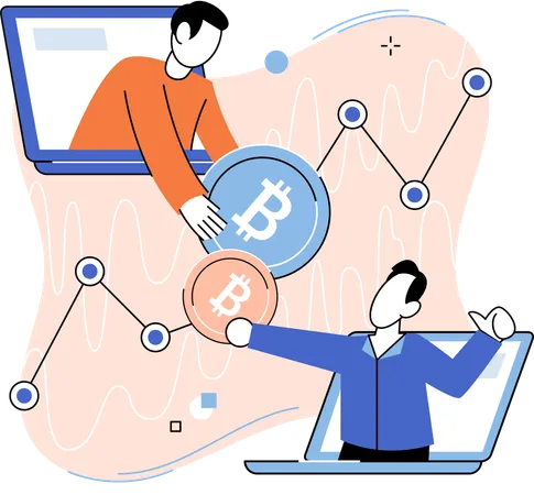 Mitarbeiter arbeiten an der Gewinndiagrammanalyse  Illustration