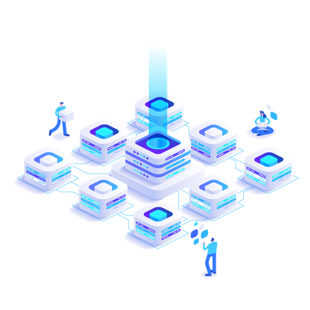 Mitarbeiter arbeitet an Big Data-Technologie  Illustration