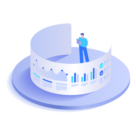 Mitarbeiter arbeitet an Datenanalysedaten  Illustration