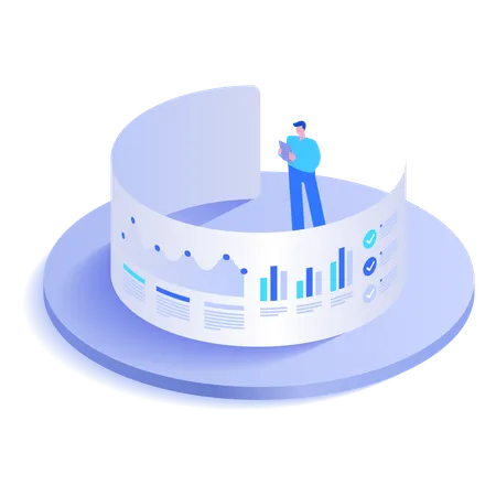 Mitarbeiter arbeitet an Datenanalysedaten  Illustration