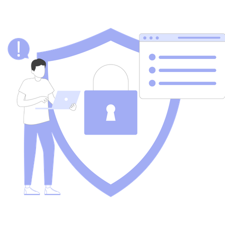 Mitarbeiter beschäftigt sich mit Datensicherheit  Illustration