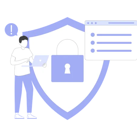 Mitarbeiter beschäftigt sich mit Datensicherheit  Illustration