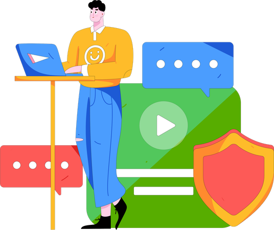 Mitarbeiter beschäftigt sich mit Datensicherheit  Illustration