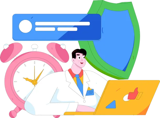 Mitarbeiter beschäftigt sich mit Datensicherheit  Illustration