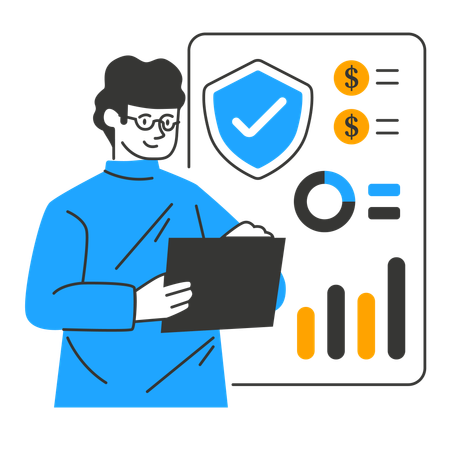 Mitarbeiter beschäftigt sich mit Datensicherheit  Illustration