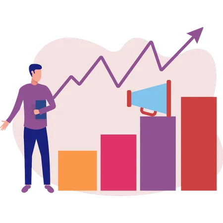 Mitarbeiter arbeitet an digitalen Kampagnen  Illustration