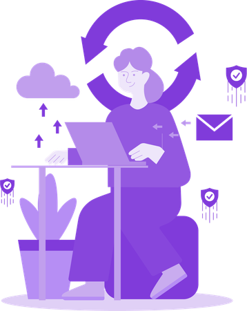 Mitarbeiter arbeitet an digitaler Sicherheit  Illustration