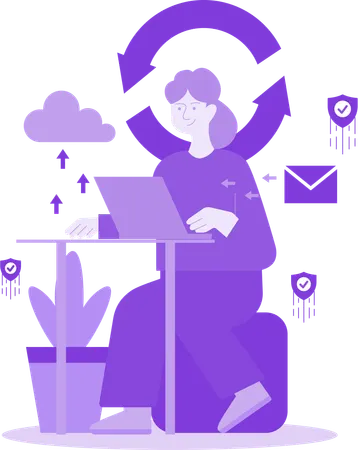 Mitarbeiter arbeitet an digitaler Sicherheit  Illustration