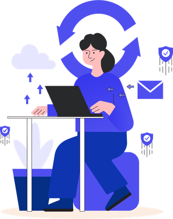 Mitarbeiter arbeitet an digitaler Sicherheit  Illustration