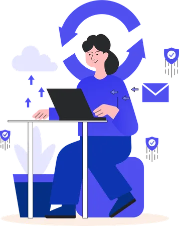 Mitarbeiter arbeitet an digitaler Sicherheit  Illustration