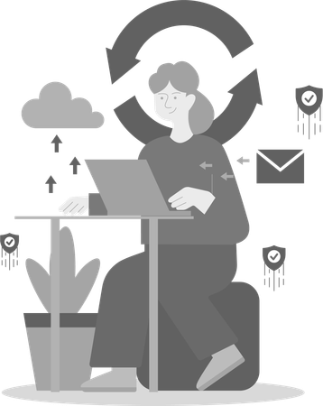 Mitarbeiter arbeitet an digitaler Sicherheit  Illustration