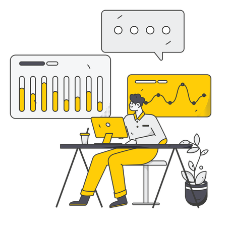 Mitarbeiter bei der Statistikbearbeitung  Illustration