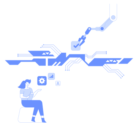 Mitarbeiter arbeitet an VR-Technologie  Illustration