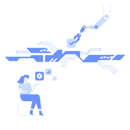 Mitarbeiter arbeitet an VR-Technologie  Illustration