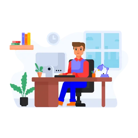 Mitarbeiter im Homeoffice  Illustration