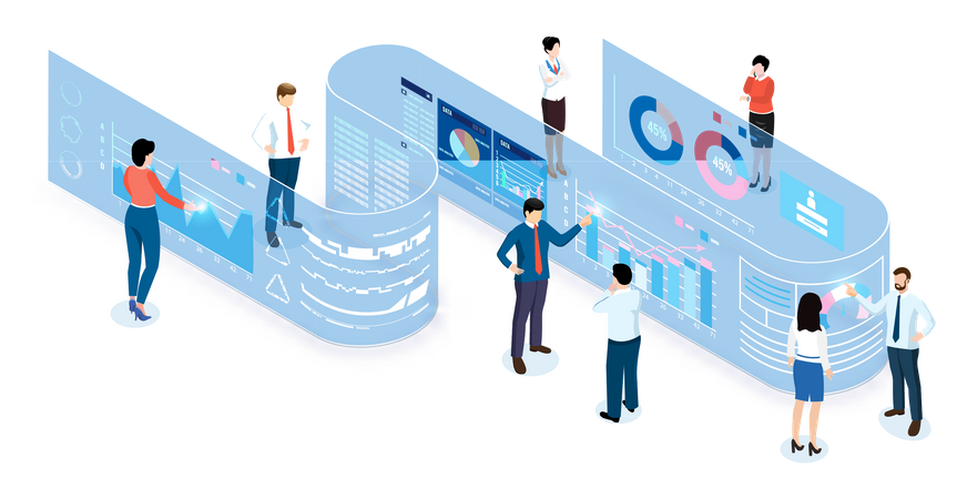 Mitarbeiter bei der Datenanalyse  Illustration