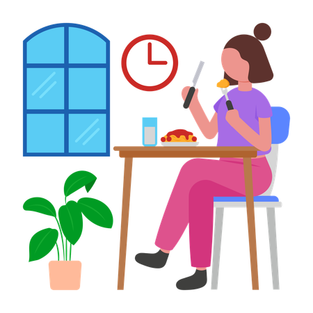 Mitarbeiter beim Mittagessen  Illustration