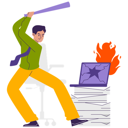 Mitarbeiter mit Burnout  Illustration