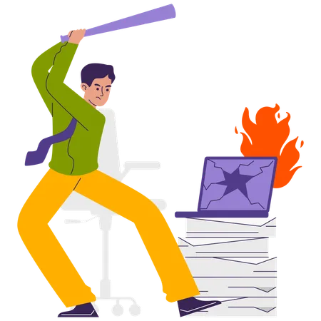 Mitarbeiter mit Burnout  Illustration