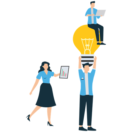 Mitarbeiter besprechen Budgets und Ausgaben  Illustration