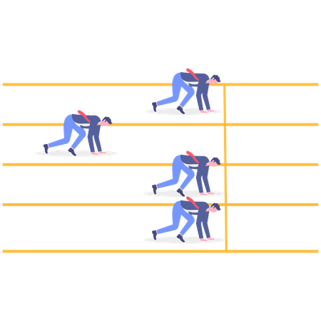 Mitarbeiter lieferten sich einen Wettlauf  Illustration