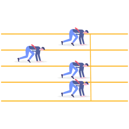 Mitarbeiter lieferten sich einen Wettlauf  Illustration