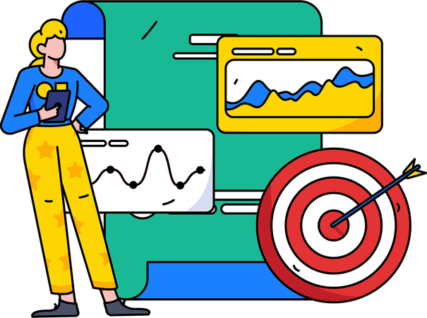 Mitarbeiter, die an Geschäftsstrategien arbeiten  Illustration
