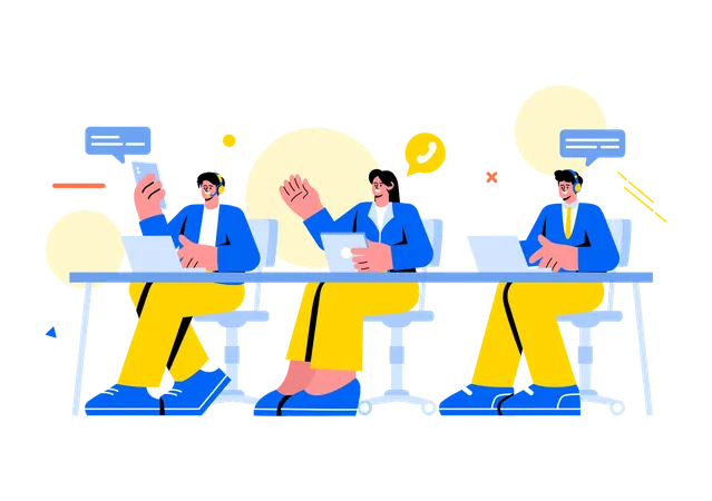 Mitarbeiter einer Callcenter-Agentur  Illustration