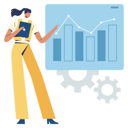 Mitarbeiter bespricht Datenbericht  Illustration